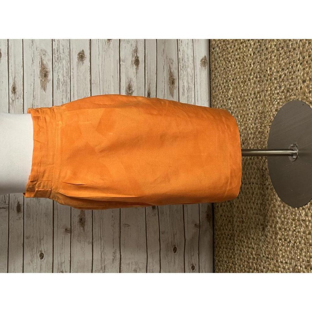 Ann Taylor office siren orange linen-blend paperbag pencil skirt Size 8P